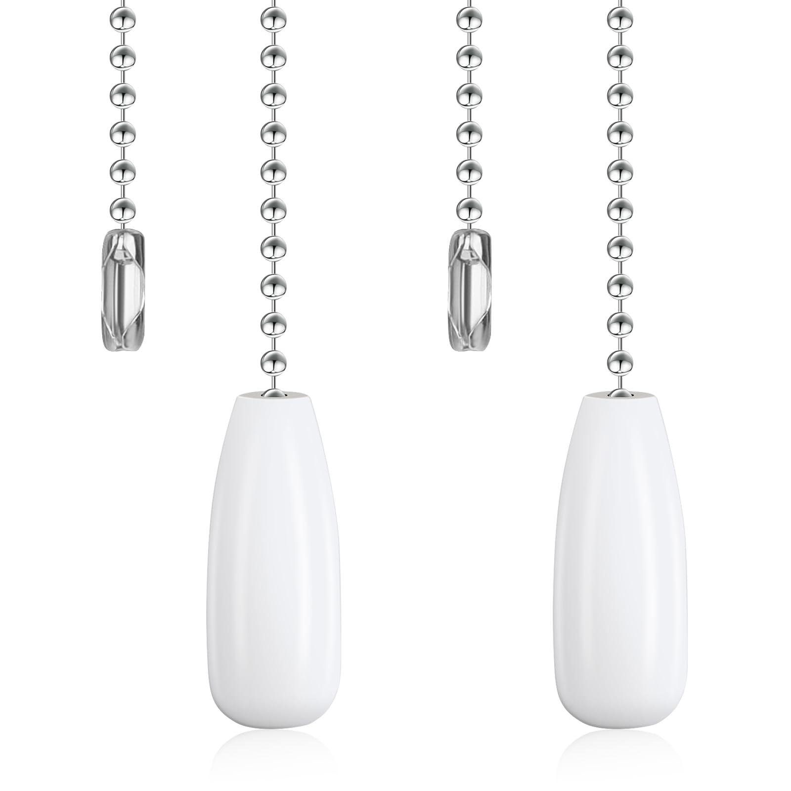 2 Pcs 12-inch Ceiling Fan Pull Chain Lighting Beaded Ball Chains Wooden Decorative Pendant Extension Chains Fan Cord Extender(White)