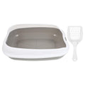 Wakauto Kitten Litter Pan Anti-Splash Durable Cat Litter Basin Semi-Enclosed Grey Pet Toilet for Indoor Kitten Training and Housebreaking
