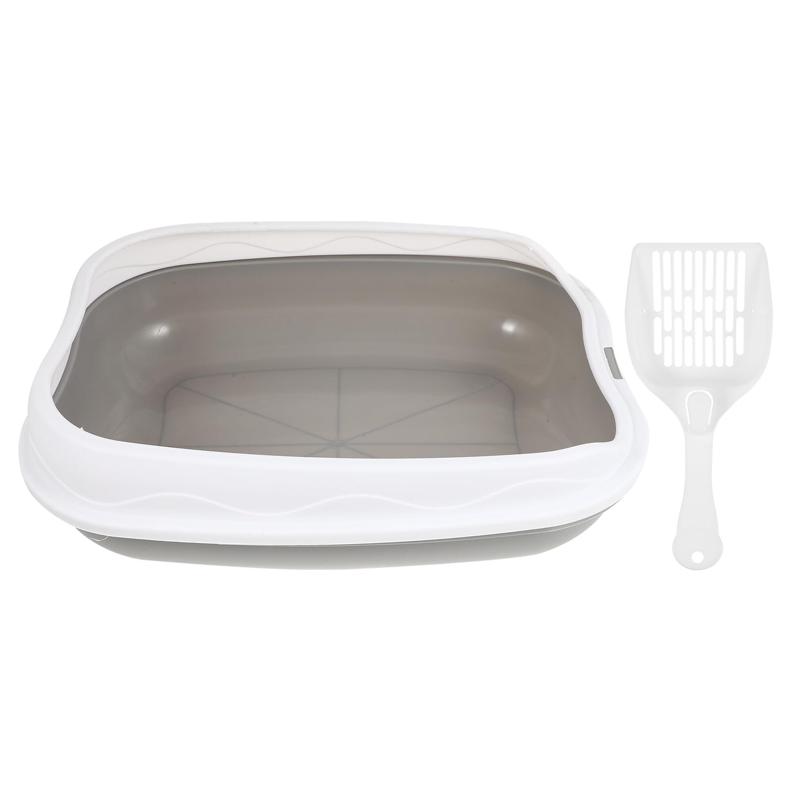 Wakauto Kitten Litter Pan Anti-Splash Durable Cat Litter Basin Semi-Enclosed Grey Pet Toilet for Indoor Kitten Training and Housebreaking