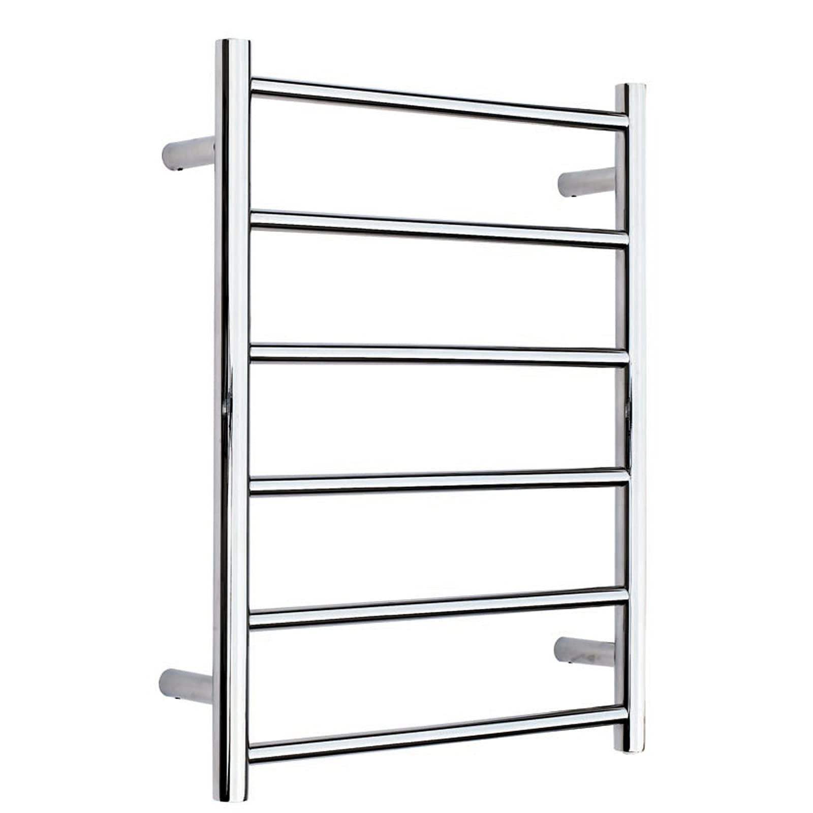 Electric Bathroom Heated Towel Rail Radiator, 304 Stainless Steel Heated Towel Warmer, 80W Wall Mounted Thermostatic Towel Drying Rack with 6 Polished Bars, 720X560x125mm,Plug in (Plug in)