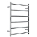 Electric Straight Heated Towel Rack Radiator, Modern 6 Bar Wall Mounted Towel Warmer Drying Rack, 80W 304 Stainless Steel Heated Towel Rail for Bathroom, 720X560x125mm,Black,Plug in (Bright Hardwired)