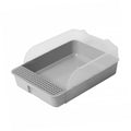 Semi-Enclosed Cat Litter Pan Toilet, Detachable Anti-Splash Durable Polymer Kitten Litter Box, Small Grey Potty for Indoor Cat Housebreaking