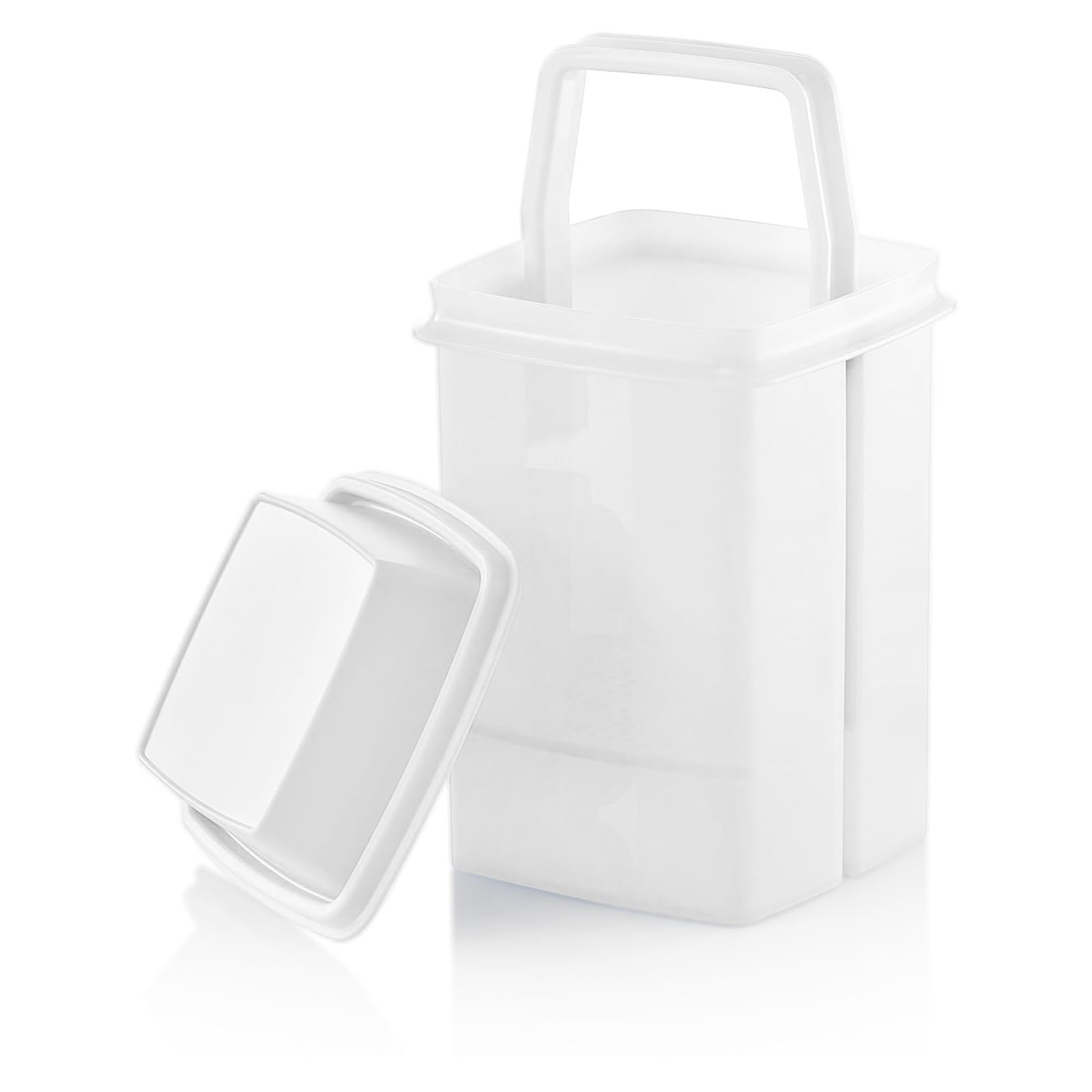 Home-X Pickle Container with Strainer - BPA Free Jalapeno Container for Mess-Free Storage of Condiment Food - Pickle Holder with Easy to Open Lid Design (White)