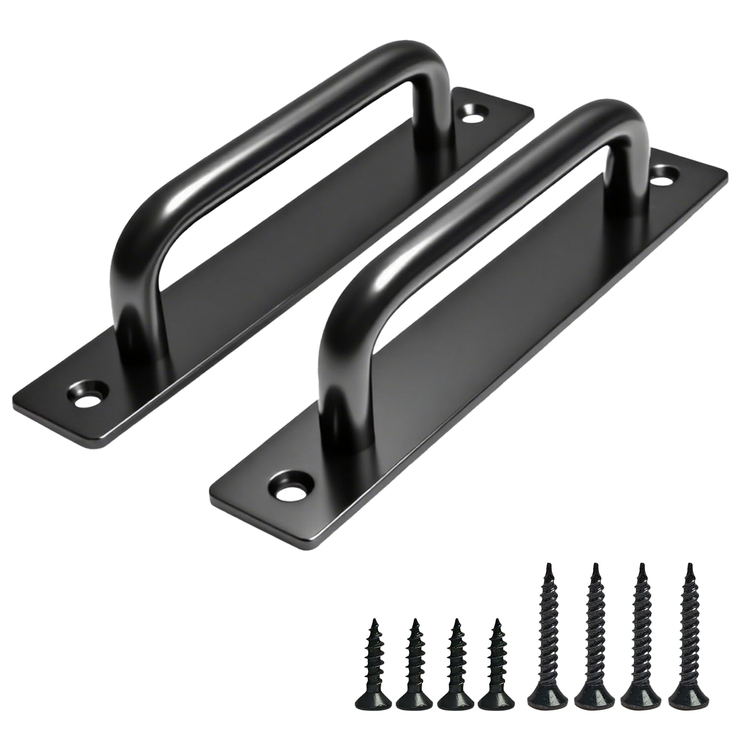 2PCS 5.8 Inches Barn Door Handle, Premium Aluminum Alloy Gate Handle, Sturdy Black Sliding Door Pull Handles for Kitchen, Cabinet, Bathroom, Closet, and Easy Install