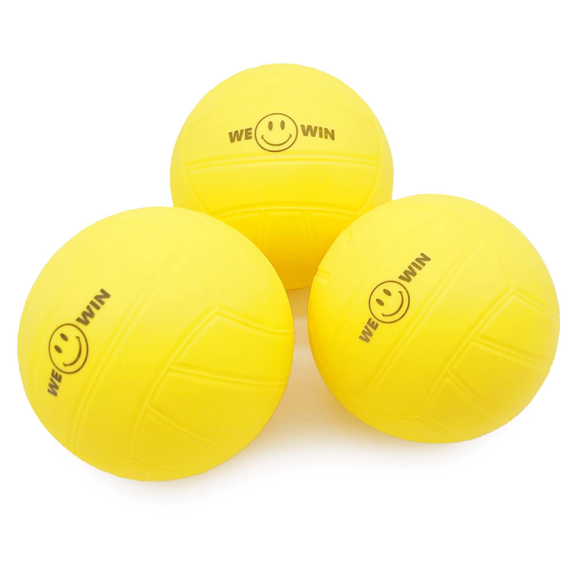 Spike Replacement Balls | Roundnet Game Balls | Strong Bounce Ball | 3.5inch Yellow Soft Rubber Ball | Extra Balls | Lawn Beach Volleyball, Water Pool Ball