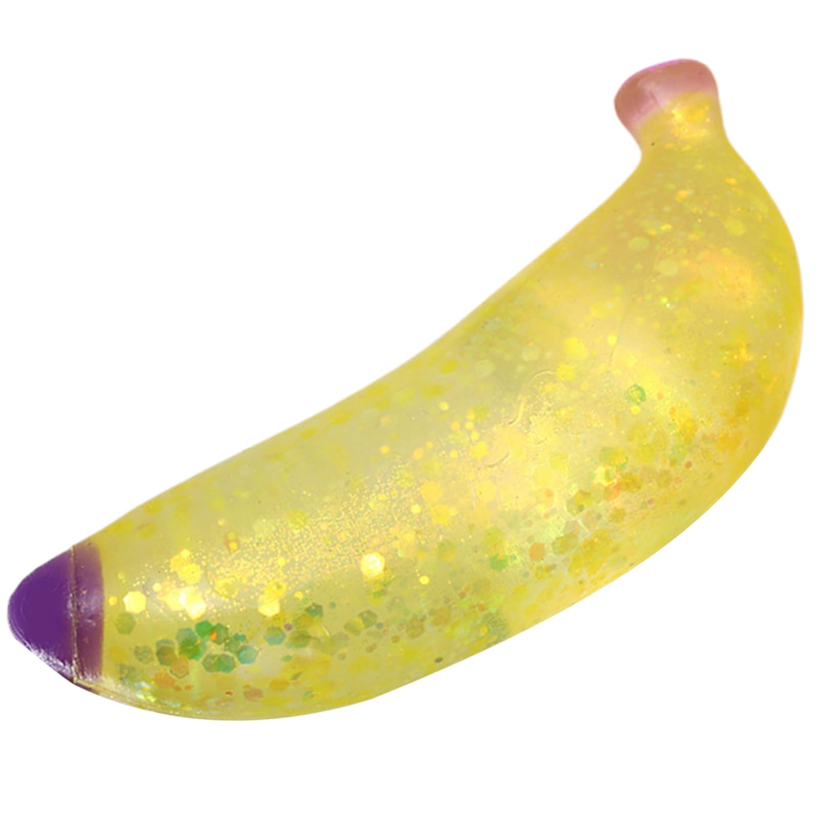 Big Glitter Banana Squishy, Silicone Sensory Squeeze Squishy Banana, Slow Rising Stress Ball for Boys Girls Teens Adults