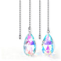 2 Pcs Crystal Ceiling Fan Pull Chains 2" Glass Water Drop Pendants with 20" Ceiling Fan Pull Chain Extender and Connector Decorative Rainbow Pulls Chain Extension for Bathroom Toilet Light Ceilings