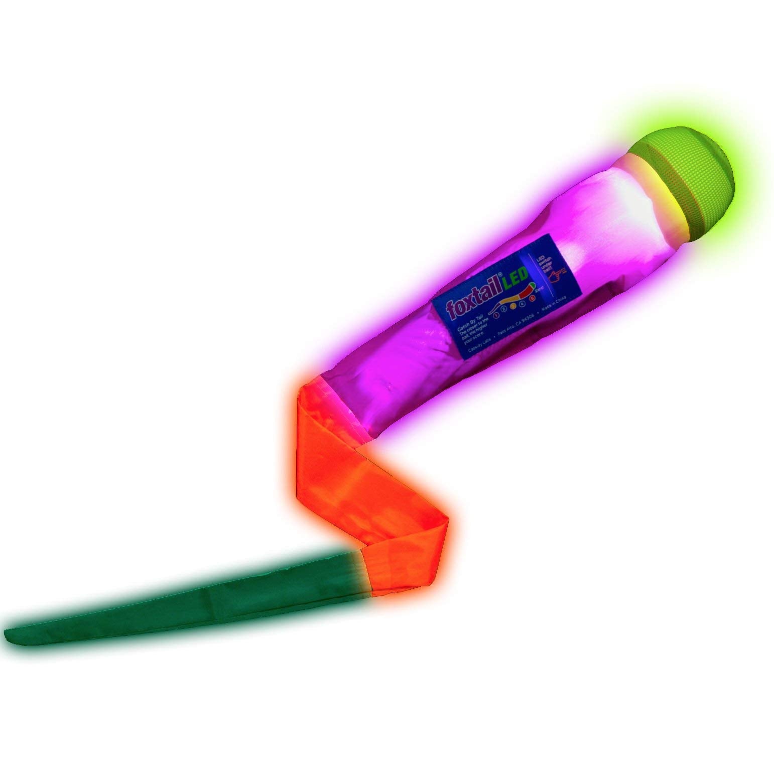 Foxtail LED - Outdoor Throw and Catch Light Up Game - Foam Ball & Tail Glow at Night - Play in The Dark - Fun Gift Idea for Kids & Adults, Boys & Girls