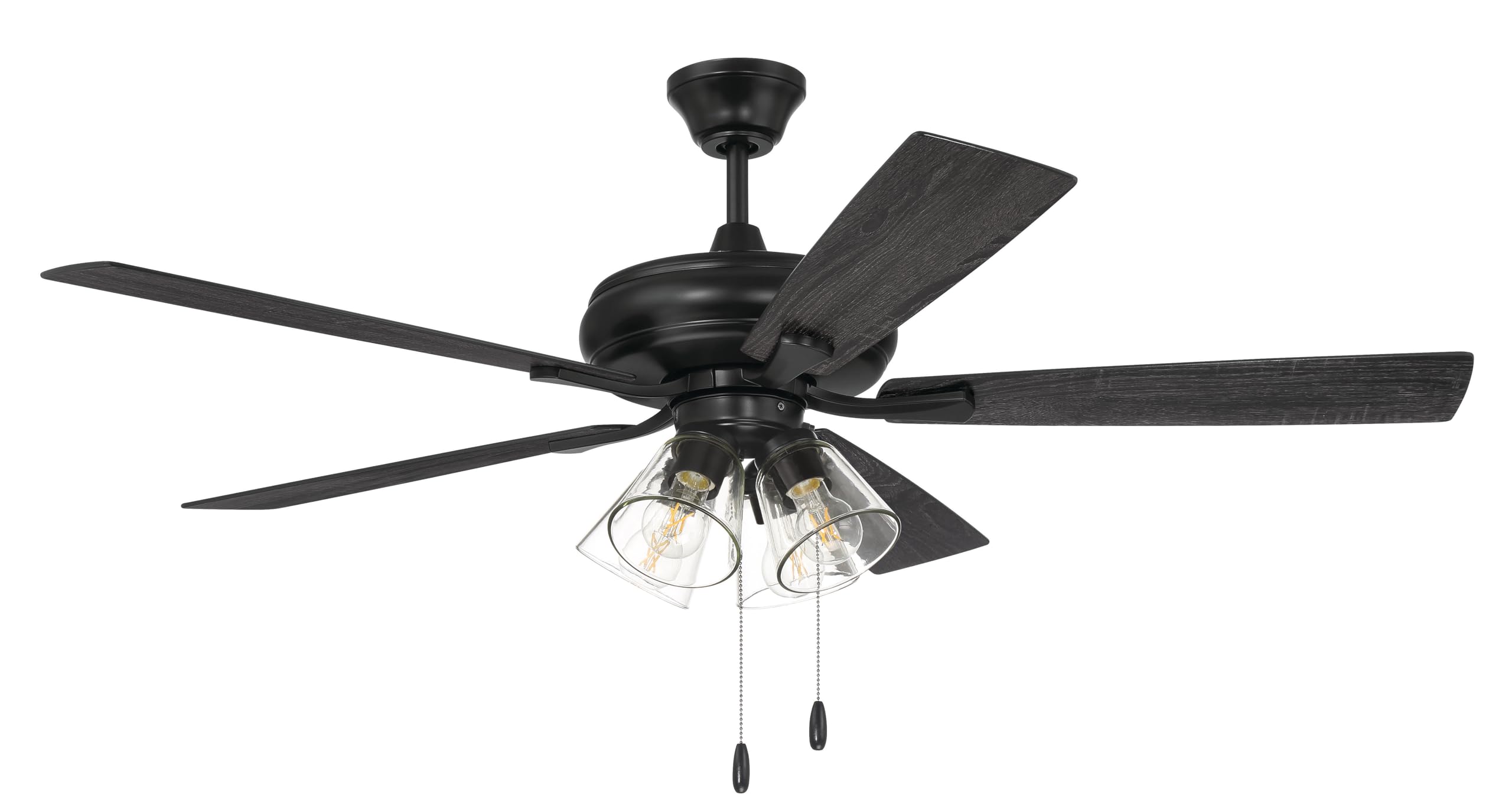Craftmade 52" Eos 4 Light Ceiling Fan in Flat Black Finish with Reversible Flat Black/Greywood Blades