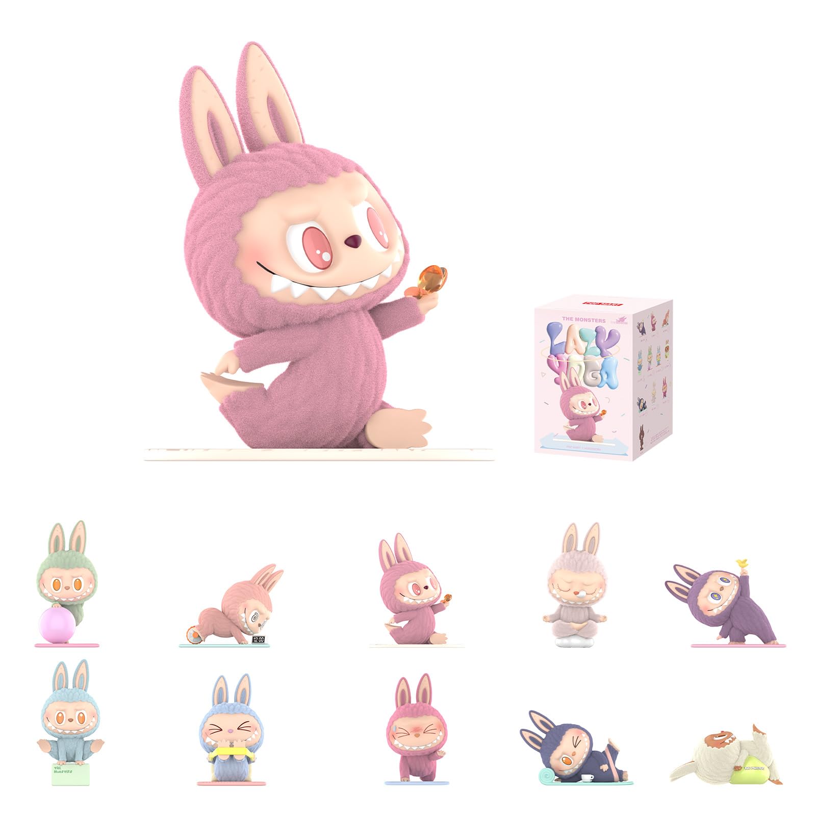 POP MART THE Monsters Labubu Lazy Yoga Series Blind Box Mystery Box Figures, Random Design Action Figures Collectible Toys Home Decorations, Holiday Birthday Gifts for Boys and Girls, Single Box