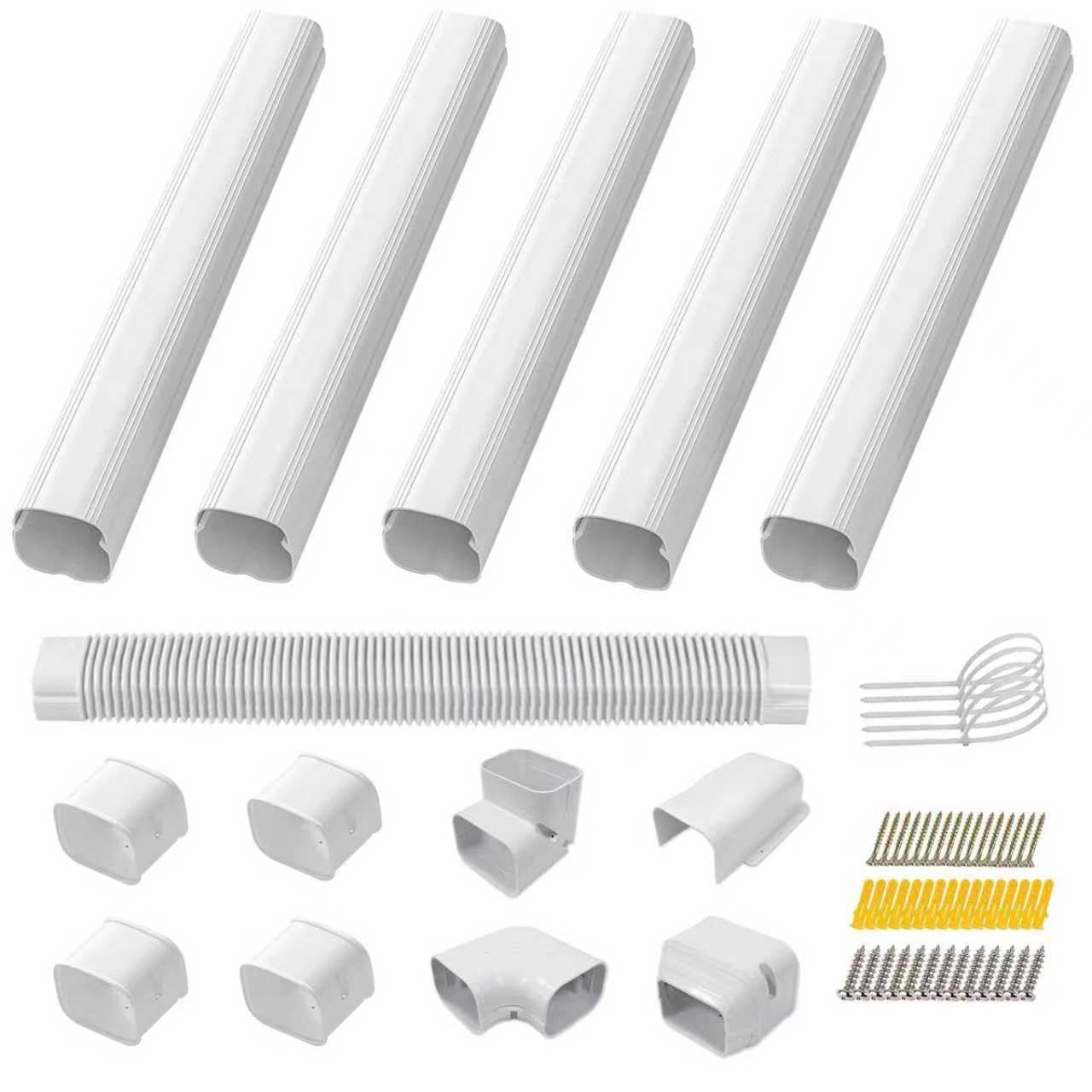 3'' 10 Ft Mini Split Line Set Cover, Decorative PVC Pipe Cover, Outside Line Set Cover Kit for Mini Split Air Conditioner, Heat Pump and Central AC