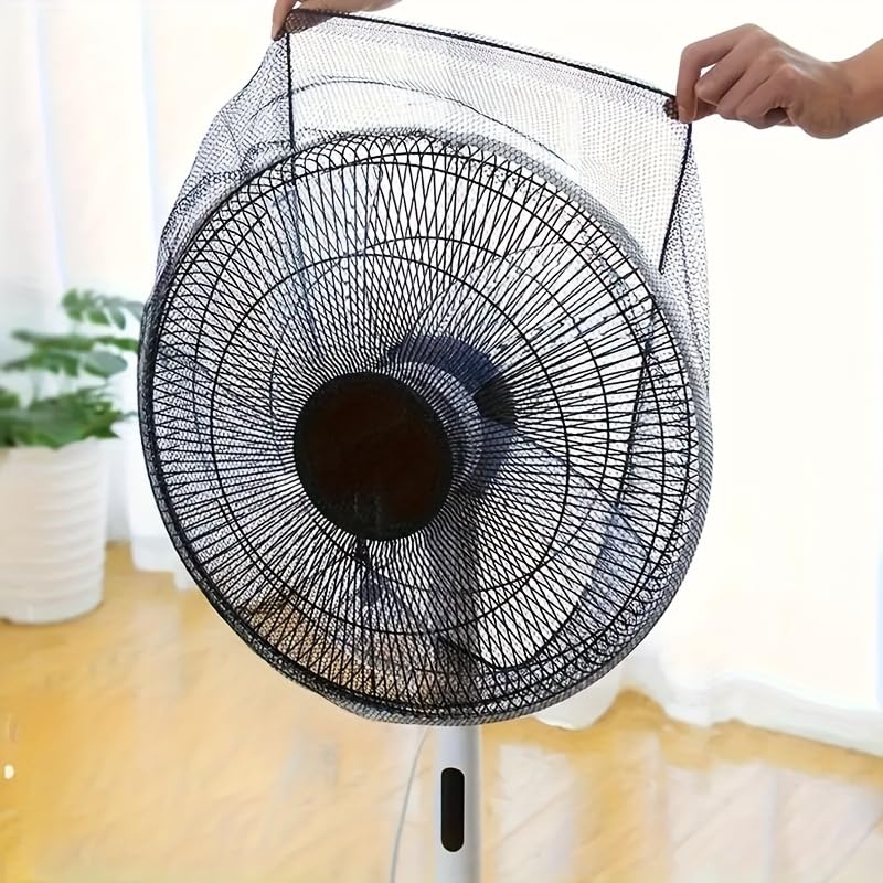1PC Washable Fan Dust Cover with Finger - Guard Safety Net for Home/Office Use, WhiteElasticity