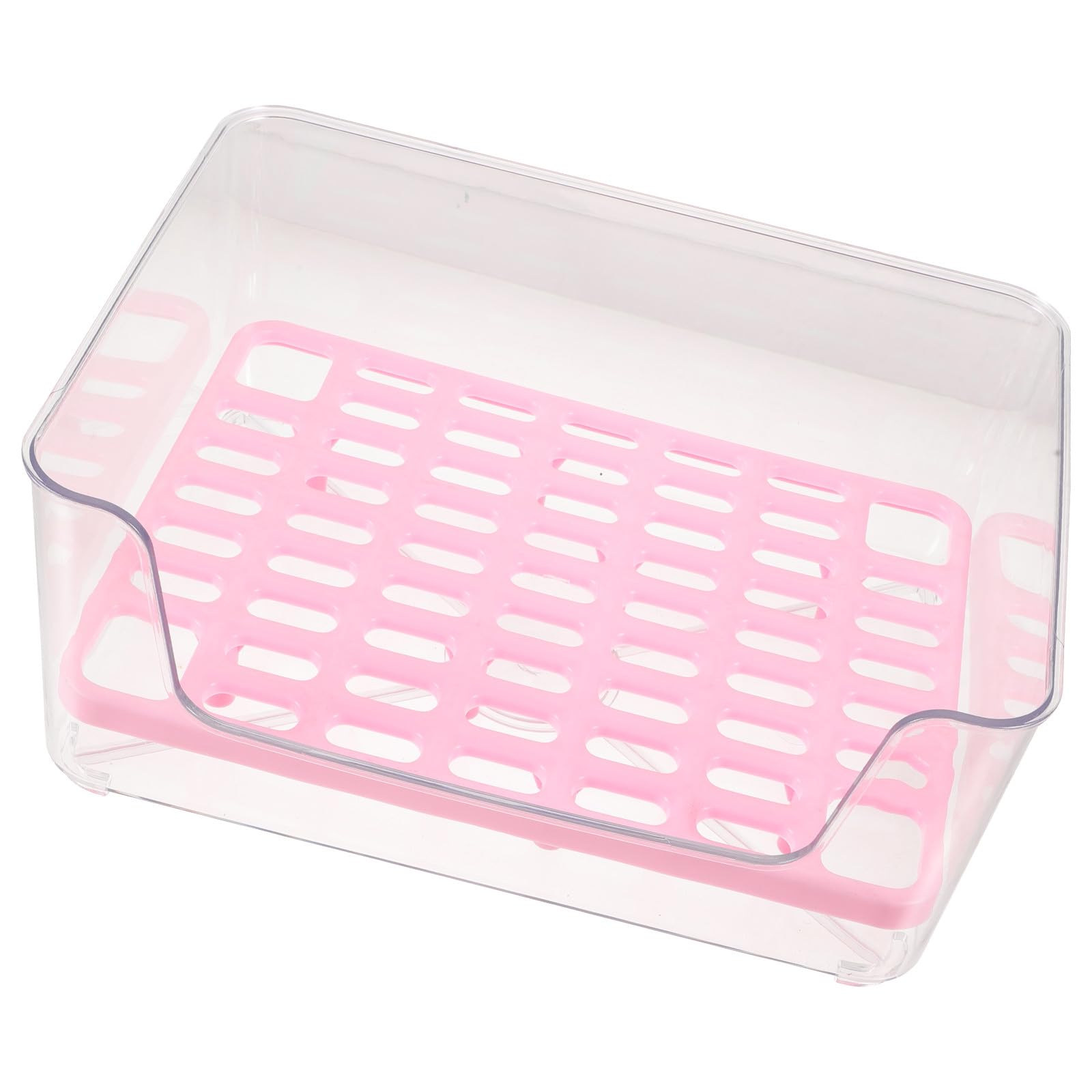 Beaupretty Acrylic High-Sided Cat Litter Box with Splash Guard Medium Pink Kitten Litter Pan Potty for Indoor Cats Portable Pet Toilet for Supply and Housebreaking