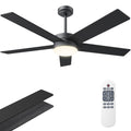 52" Ceiling Fans with Lights, Ceiling Fan Black with Light & Remote Control 52 Inch Ceiling Fan Flush Mount with Dimmable LED DC Reversible Motor Noiseless for Outdoor/Indoor Bedroom