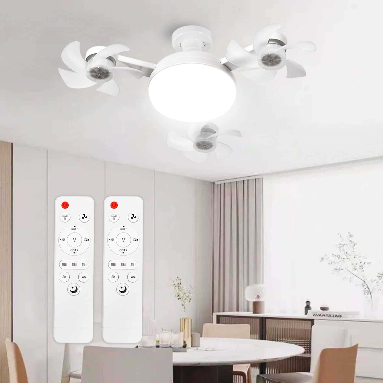 amgolibi Socket Fan Light with Remote, Screw in Ceiling Fan, Light Bulb Fan with Dimmable LED, 3-Speed, Easy Install, Light Bulb for Bedroom, Kitchen, Working Space