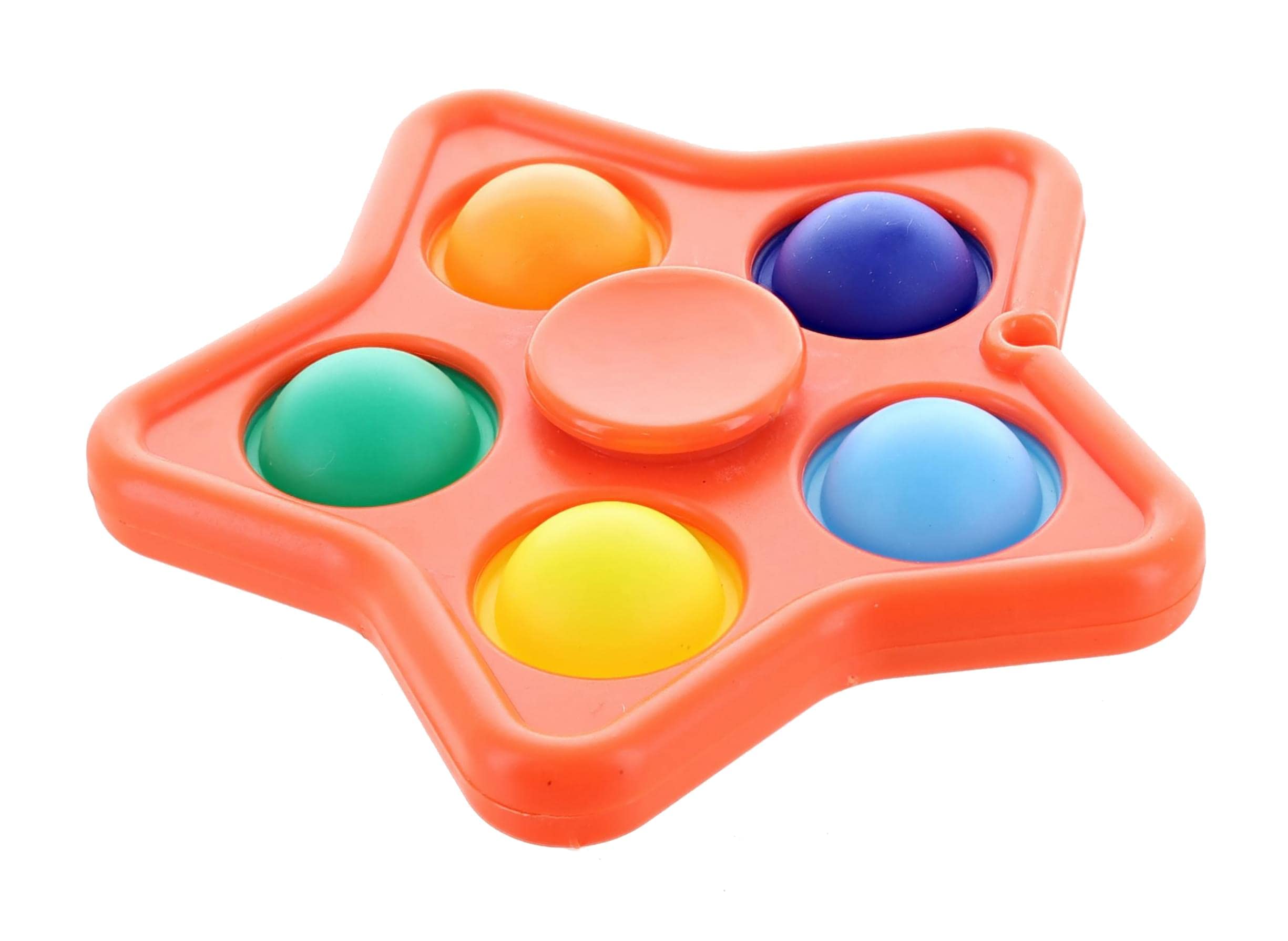 Pop Fidget Toy Spinner Orange Star 5-Button Bubble Popping Game | Satisfying Hand Popper Sensory Toys for Special Needs, ADD, ADHD | Anxiety and Stress Relief Games, Novelty Gifts