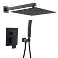 with High Pressure Rainfall Shower Head, Handheld Shower Head and Shower Faucet Valve, Bathroom Luxury Rain Mixer Shower Combo Set Wall Mounted, Black Rainfall Shower System 1