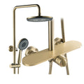 Shower System Brushed Gold Bathroom Shower Faucet Set 3 Functions Shower Fixtures Shower Kit with Valve and Rain Shower Head, 3 Modes Handheld Shower Head, Waterfall Bathtub Faucet