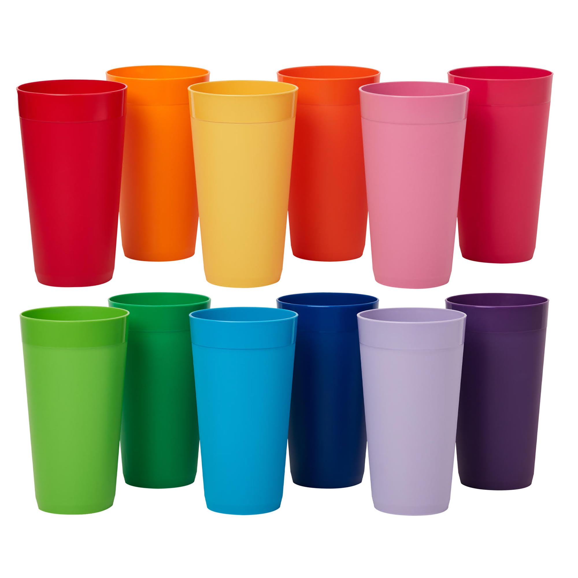 US Acrylic Newport 12-Pack Unbreakable Plastic Cups (20 ounces) 12 Assorted Bright Colors, BPA Free drinking glasses, Dishwasher Safe tumblers for Parties, Camping, & Everyday Use