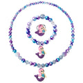 Wingchold Girls Mermaid Necklace, Bracelet, Ring Set - Dress Up Pretend Play Jewelry Gifts for Kids & Toddlers - Mermaid Party Costume Supplies