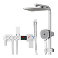 Thermostatic Shower System, Digital Display Bathroom Shower Faucet Set 4 Functions Shower Fixtures Shower Kit with Rain Shower Head, Handheld Shower Head, Bidet Sprayer