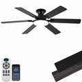 Ceiling Fans with Lights,54 Inch Low Profile Ceiling Fan with Light and Remote Control,6 Speeds/6 Blade,Flush Mount,LED Dimmable DC Reversible Modern, Black Ceiling Fan for Bedroom/Living Room