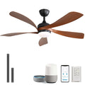 Sofucor 52 Inch Smart Ceiling Fan with Light, Modern Ceiling Fan with Dimmable Memory LED, Compatible with Alexa/Google/App, 6 Speeds 5000CFM, Timer Quiet Reversible DC Motor, 5 Plastic+ABS Blades