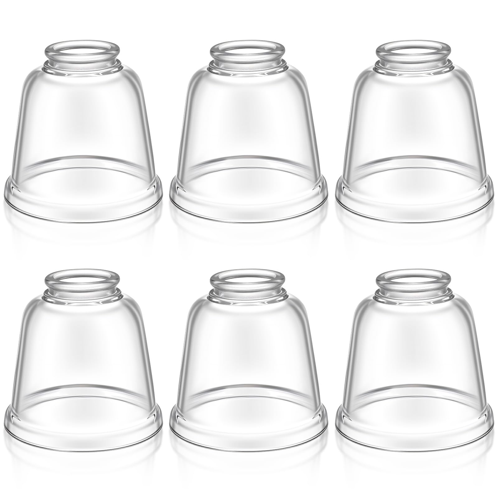 Teenyyou 6 Pcs Clear Glass Globes for Ceiling Fan Lights Covers Glass Lamp Shade Replacement for E26 Chandelier Table Wall Sconce, 2-1/8" Fitter, 4-5/8" Diameter x 4-1/2" Height
