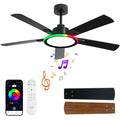 52" Ceiling Fans with Lights,Bluetooth Ceiling Fan with Speaker,6-Speed Reversible Motor,Full-Spectrum Adjustable Lighting,Edge Ambient Lights,Low Profile Ceiling Fan with Light and Remote/App Control