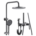 Shower System, Gray Shower Faucet Set 4 Functions Shower Fixtures Brass Bathroom Shower Faucet Set with Handheld Sprayer of 3 Modes, Round Rain Shower Head, Bathtub Spout, Bidet Sp