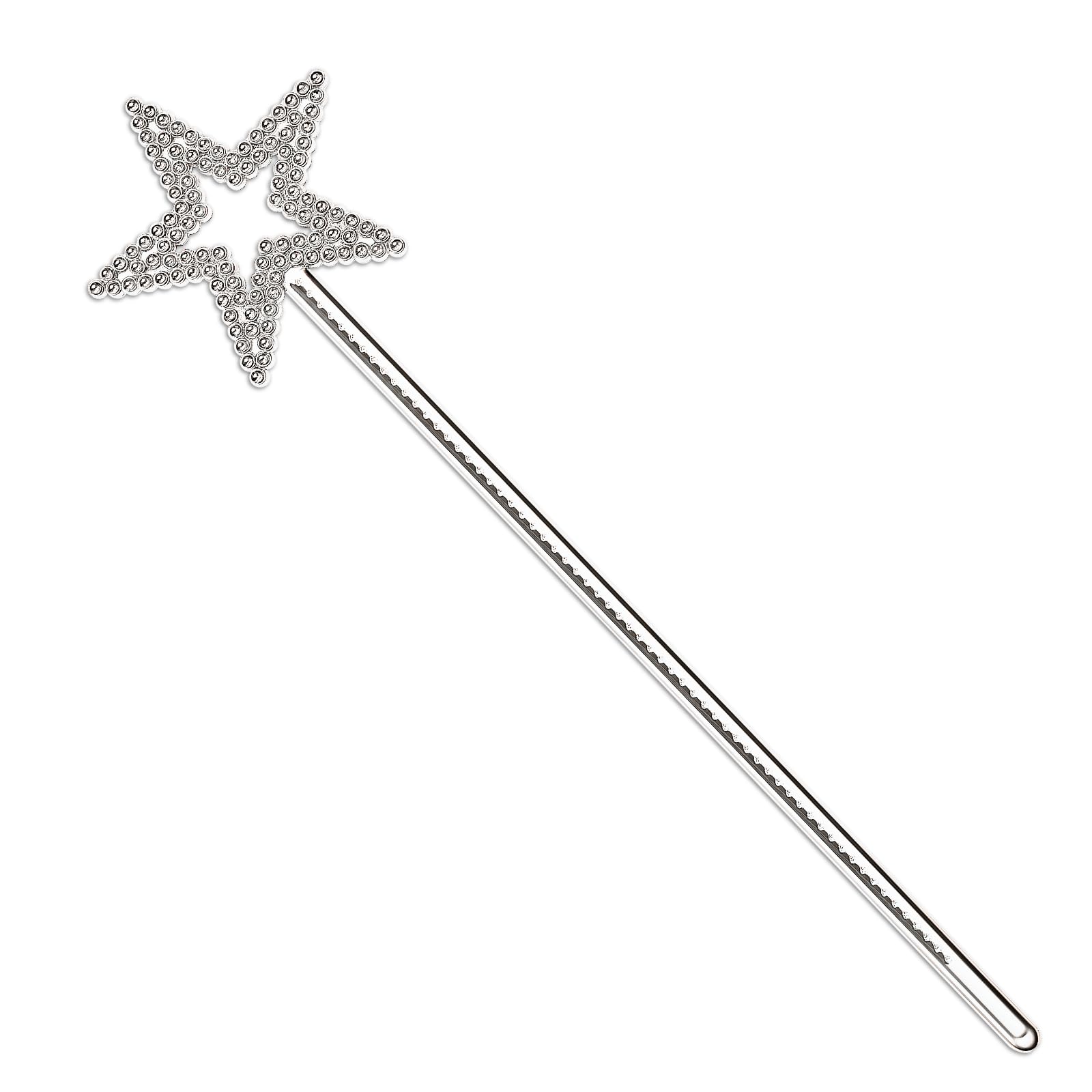 13 Inches Fairy Wand Silver Star Wand, Magic Sticks Princess Angel Role Play Costume Accessories for Halloween Birthday Party Cosplay (Silver)