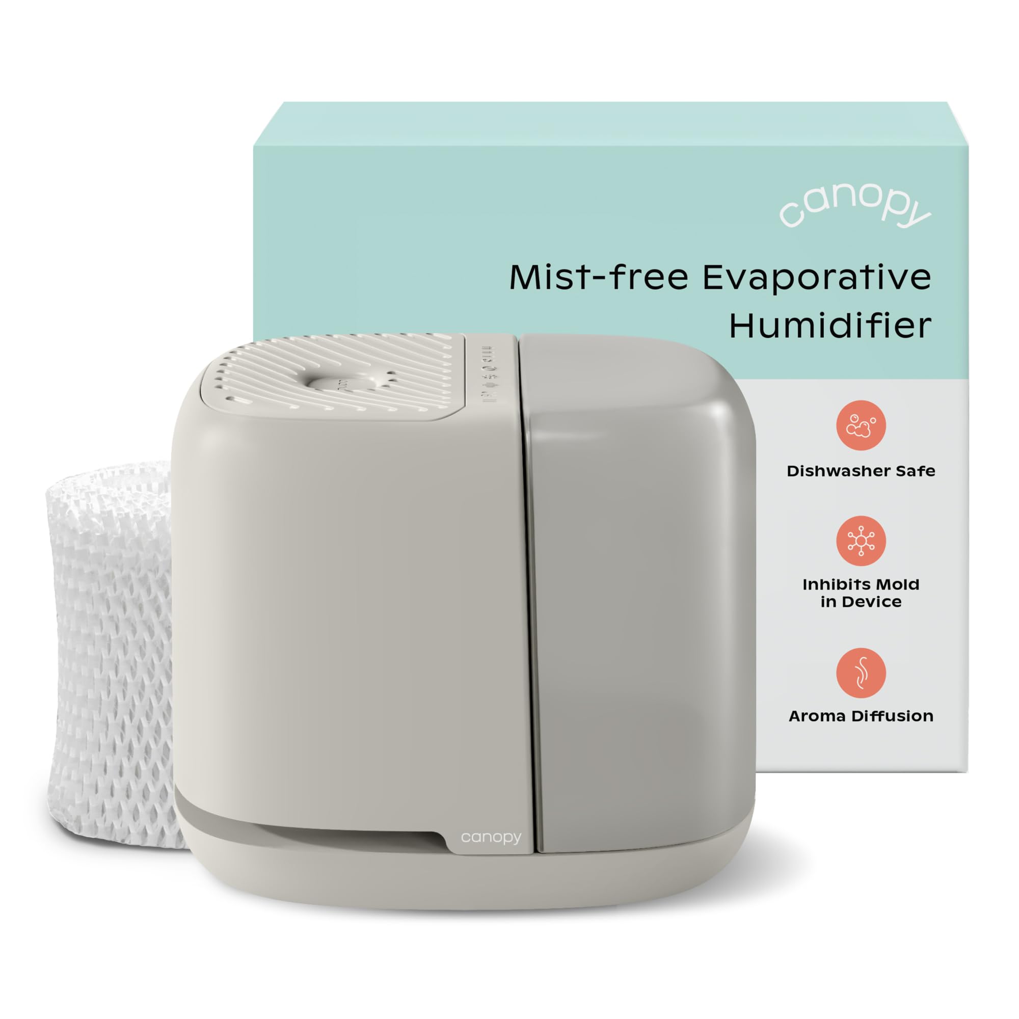 Canopy Bedside Humidifier 2.0, Moonstruck, 36 HR Run Time, 2.5L Capacity - Reading Light & White Noise - Alleviate Symptoms of Allergies, Cold, Dry Skin - Humidifier, Filter, Power Cord & Adapter