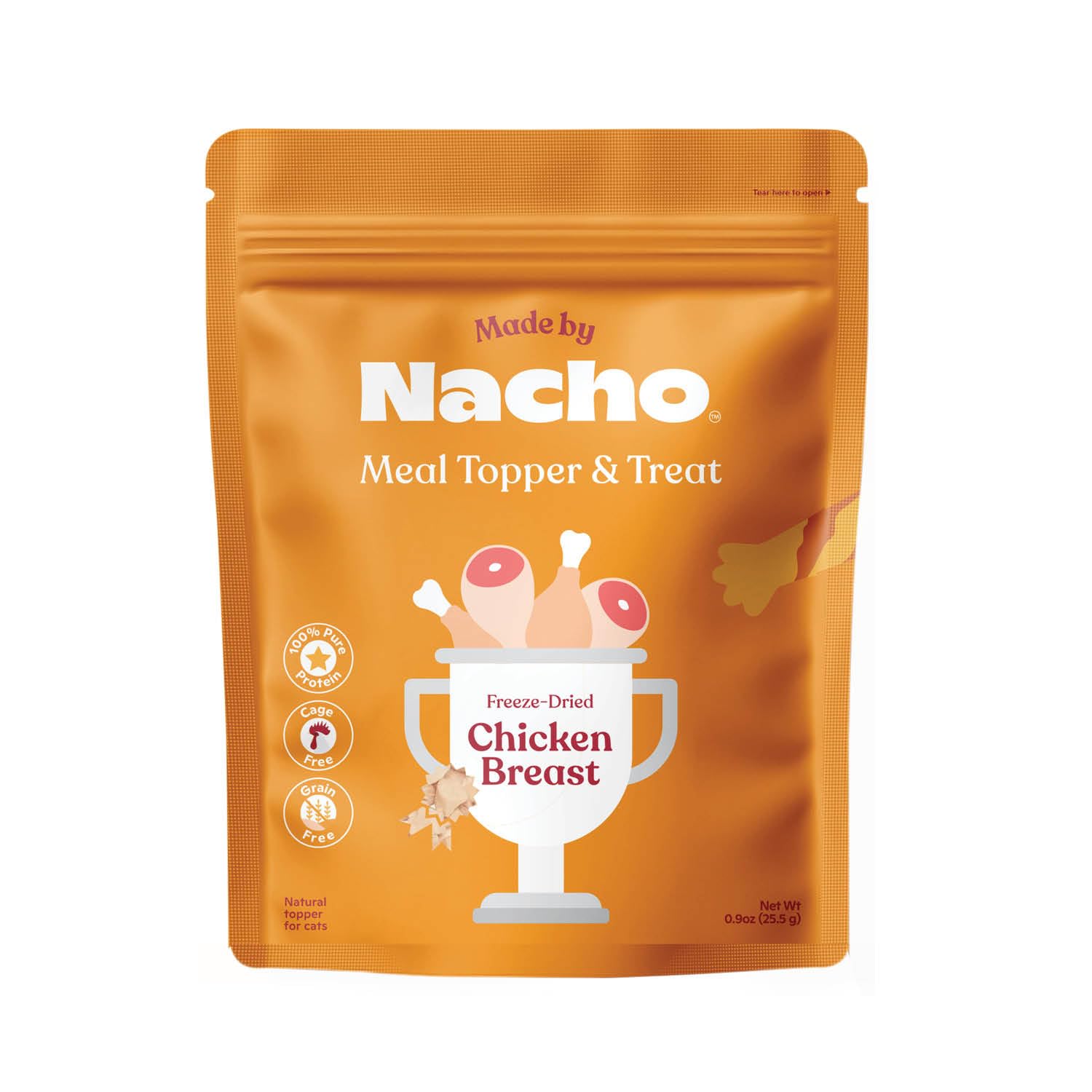 Made by Nacho Freeze-Dried Cat Treats - Healthy, Limited Ingredient Cat Treats - High Protein, Nutrient-Rich Crunchy Treats. (Chicken Breast (.9 oz)), Limited Ingredients