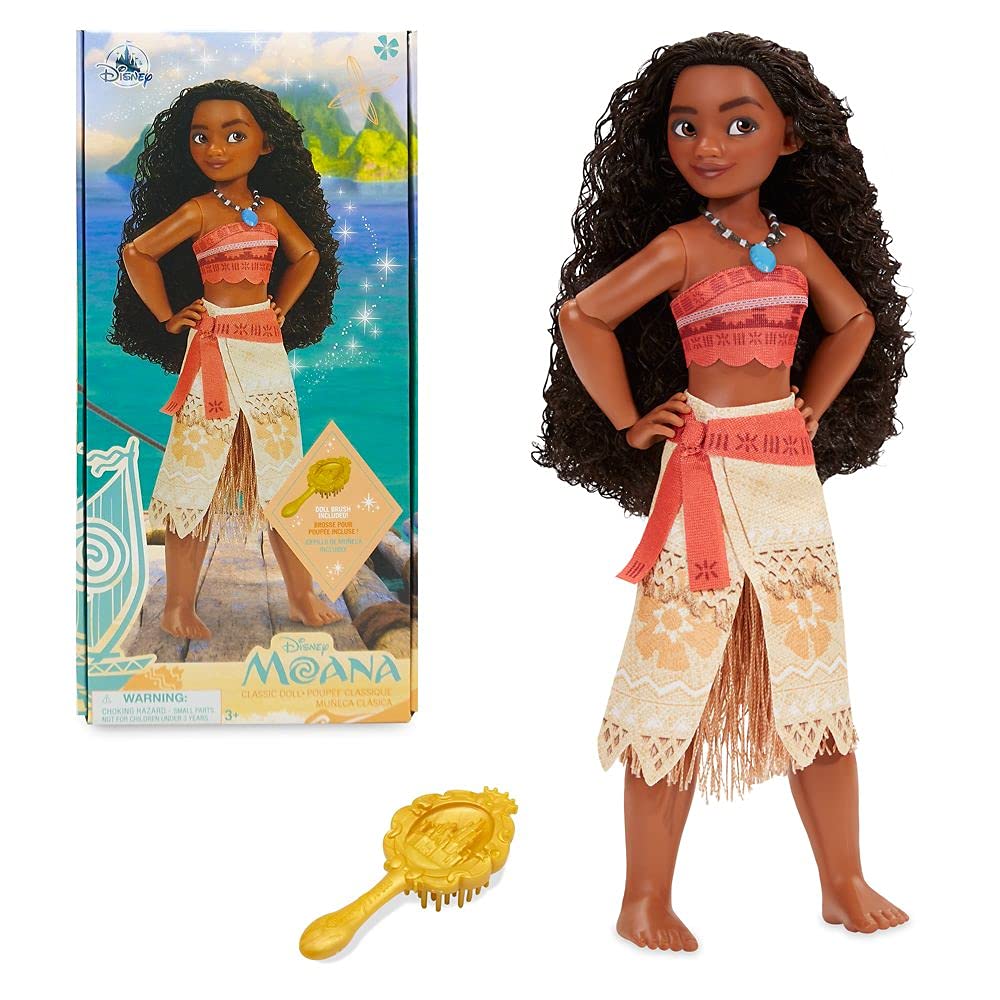 Disney Store Official Princess Classic Doll (Moana), 11 Inches, Includes Brush with Molded Details, Fully Posable Toy in Classic Outfit - Disney Princess Toys