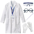 UNGLINGA Kids Scientist Costume Lab Coat Doctor Pretend Play for Boys Girls, with Goggles Glasses ID Card Gloves