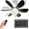 17.3in Solar Ceiling Fan Light ,Small Solar Powered Rechargeable Ceiling Fan, 3 Color Light?Remote Control(NO Batteries),Built in 10000mah Battery for Outside Gazebo Canopy Tent, Chicken Coop ,Camping