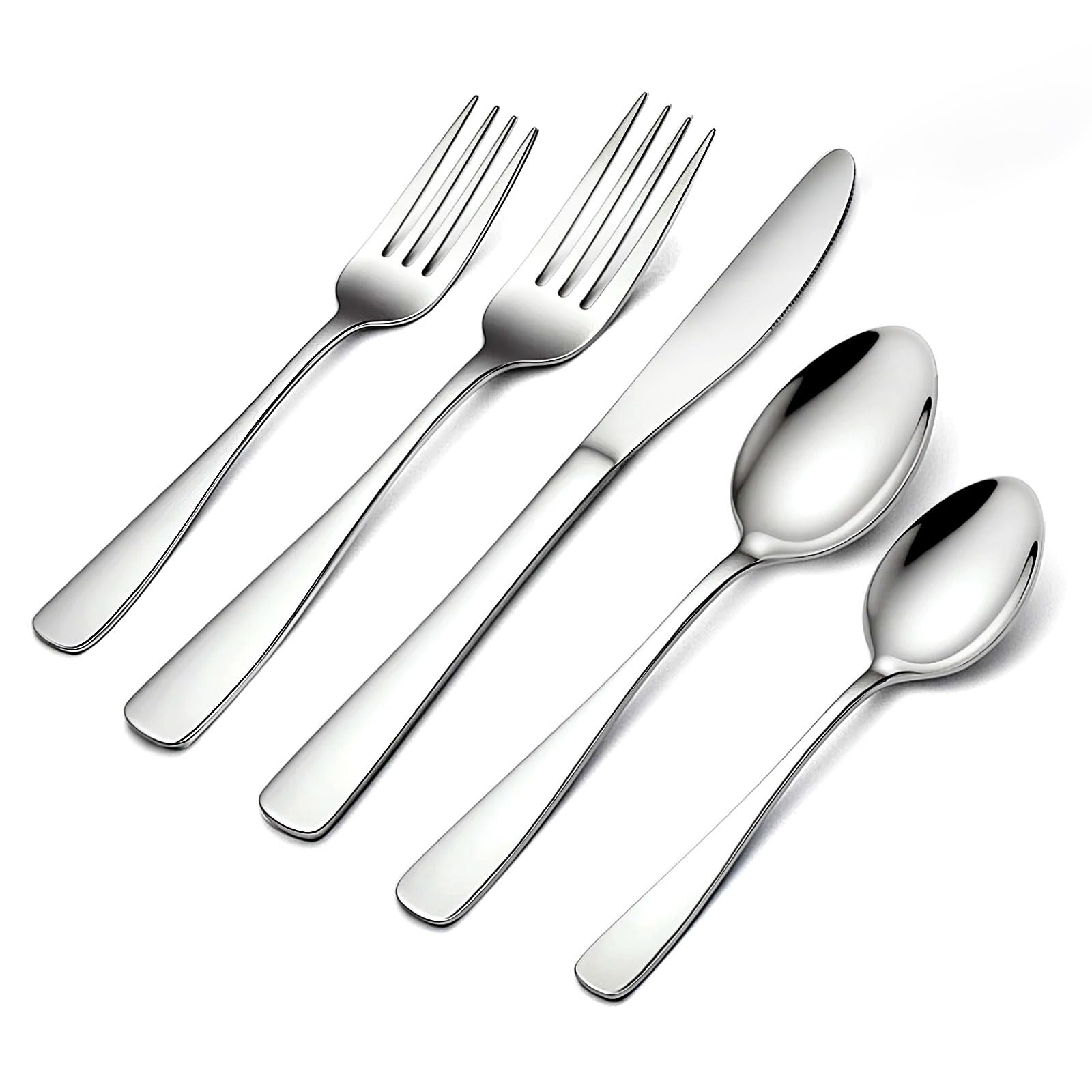BEWOS 20 Piece Silverware Set - Stainless Steel Silverware Sets for 4 Include Spoon, Forks, Knives, Mirror Polished Flatware Set for Home, Kitchen, Restaurant, Dishwasher Safe