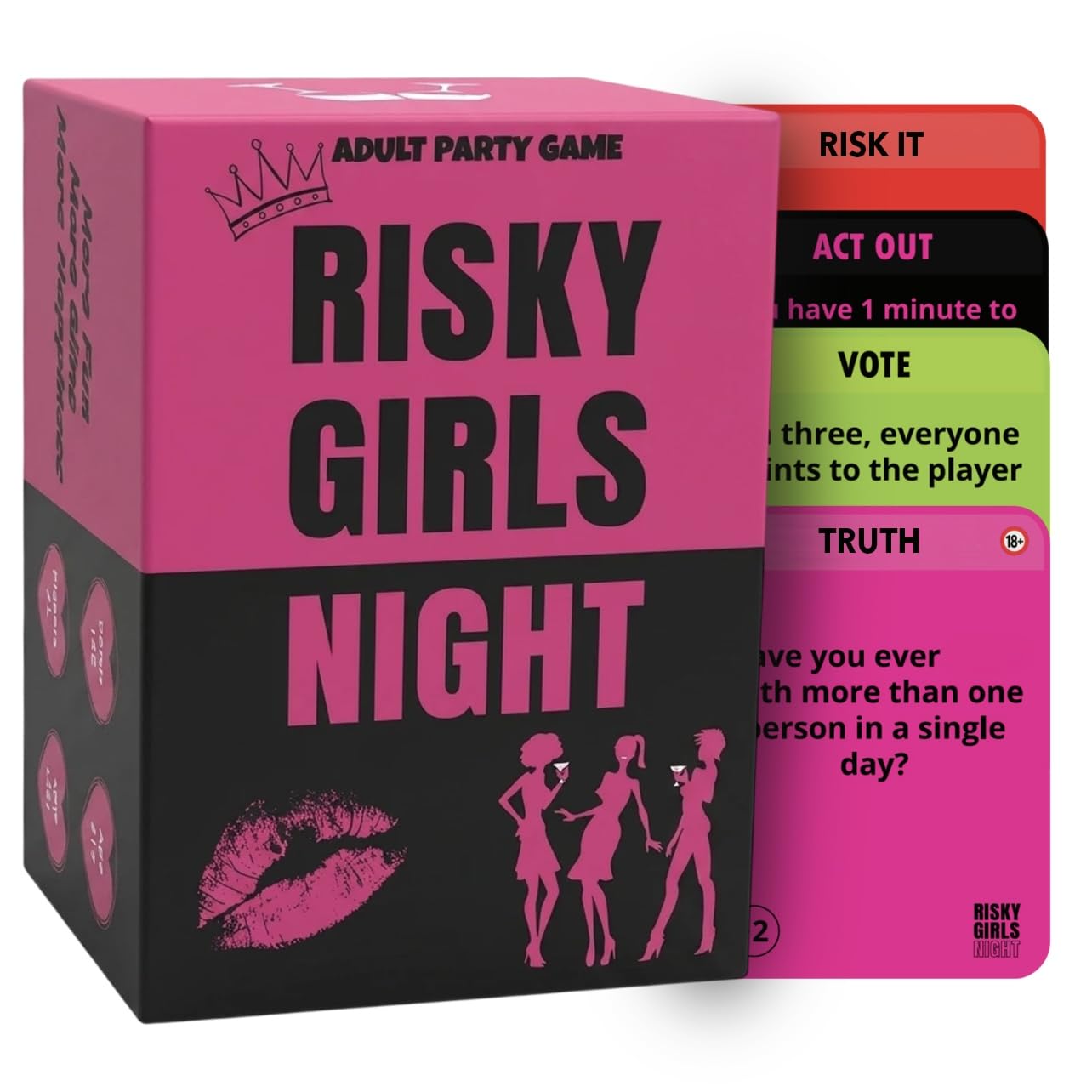Risky Girls Night | Girls Night Games for Adults: 150 Spicy Questions and Hilarious Dares | Fun Party Game for Adults Perfect for Galentines, Bachelorette, & Birthday Parties