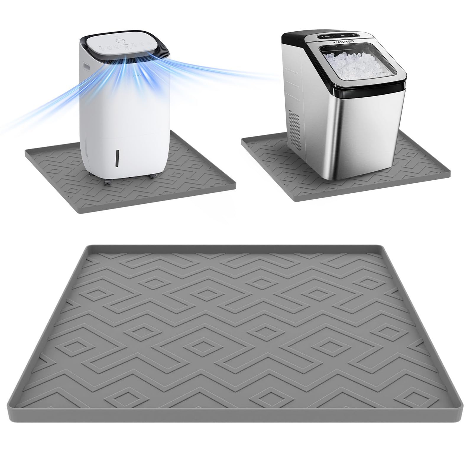 Portable Air Conditioner Silicone Mat with Raised Edges, 20''x20''x0.4'' – Waterproof Pad to Prevent Leaks & Floor Damage – Ideal for Ice Makers, Humidifiers, Mini Fridges & Electrical Appliances