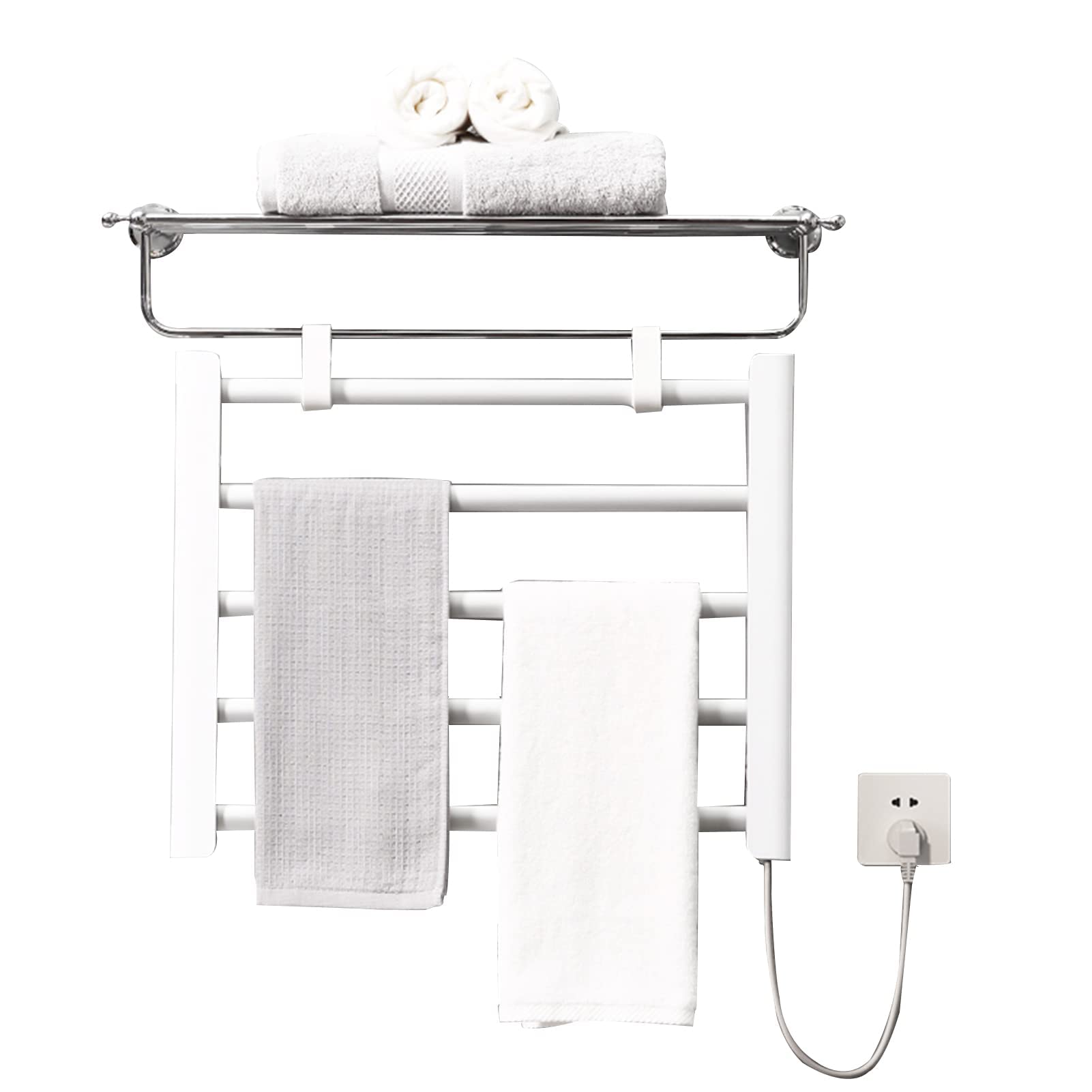 APUM Electric Heated Bathroom Towel Rail Warmer Radiator Energy Saving Fast Heat Electric Towel Rack - Space Aluminum