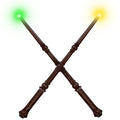 Light Up Magic Wizard Wand with Sounds & 4 Color Lights Illuminating Witch Toys for Kids Cosplay Party Birthday Gift, Brown, 2PCS