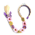 Princess Dress up Wigs, Princess Rapunzel Long Braided Wig Headbands with Tiara Flowers Adorn for Girls Costume Accessories, 29 Inch