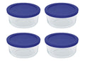 Pyrex 7201 4-Cup Glass Bowls and 7201-PC Cadet Blue Lids (4-Pack) Perfect for Meal Prep, Organization, Food Storage and so Much More - Made in USA