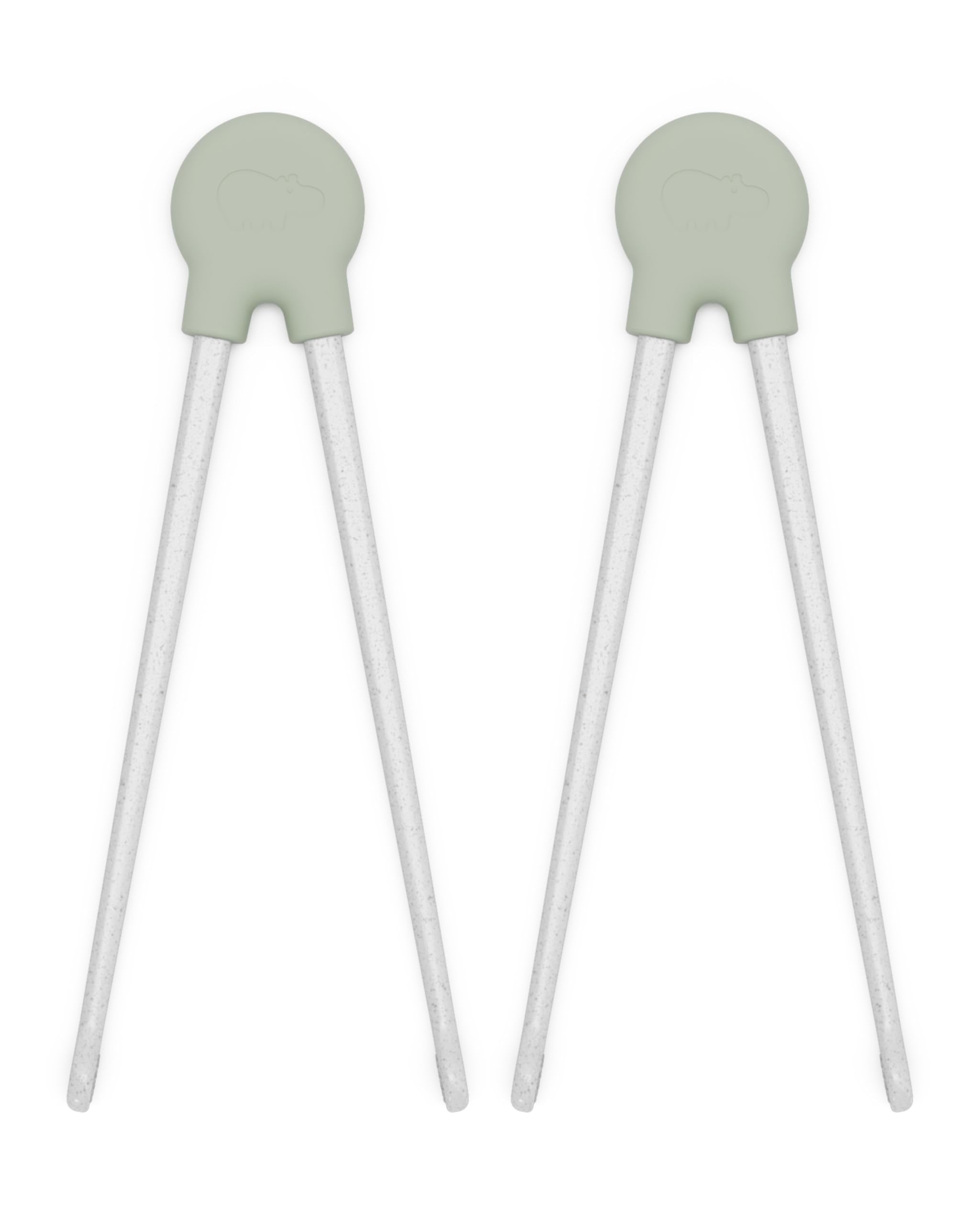 Lalo Chopsticks For Kids - Set of 2 Training Chopsticks Made of Silicone and Eco-Friendly Wheat Straw PP - Ages: 2 Years And Up - Easy to Clean & Dishwasher Safe - Sage