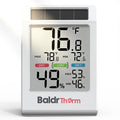 BALDR Indoor Thermometer Hygrometer, Solar Power with Battery Backup, Large Display, Daily Max/Min & Comfort Indicator Humidity Meter (White)