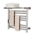 Electric Heated Towel Rail with Timer, 8 Bar Wall Mounted Towel Warmer Drying Rack with Top Shelf, Constant Temperature 304 Stainless Steel Bathroom Towel Radiator, 80W,Black,Hadrwired (Bright Hadrw