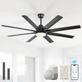 Sofucor 52 Inch Ceiling Fans with Lights, Smart Indoor/Outdoor Ceiling Fan With Remote, Work with Alexa/Google, Quiet Reversible DC Motor, 6-Speed, 8 Blade Black Ceiling Fans for Patio Bedroom Garage