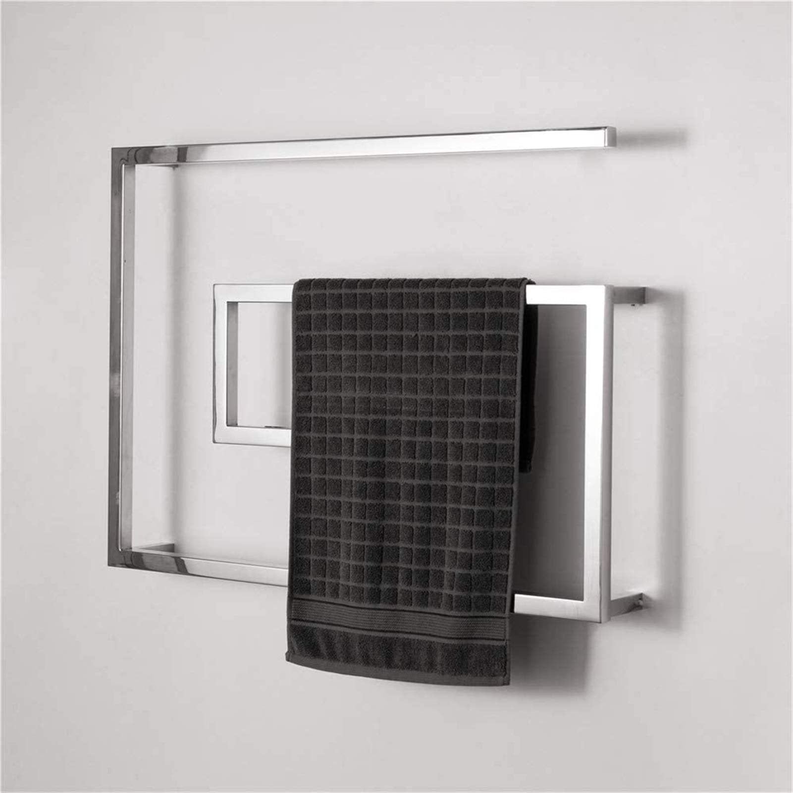 Bathroom Wall Heater Stainless Steel Towel Warmer, Electric Heated Towel Rack Hot Towel Rail with Square Bars for Bathroom Kitchen Hotel 800 × 600 × 115mm
