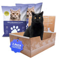 Kitty Poo Club Disposable Cat Litter Box 2-Pack with 2 Bags Fine-Grain Silica Litter (6 lbs Each), Patented Leak-Proof Design, 2 Months Odor Control, Made in USA, Perfect for Travel & Multi-Cat Homes