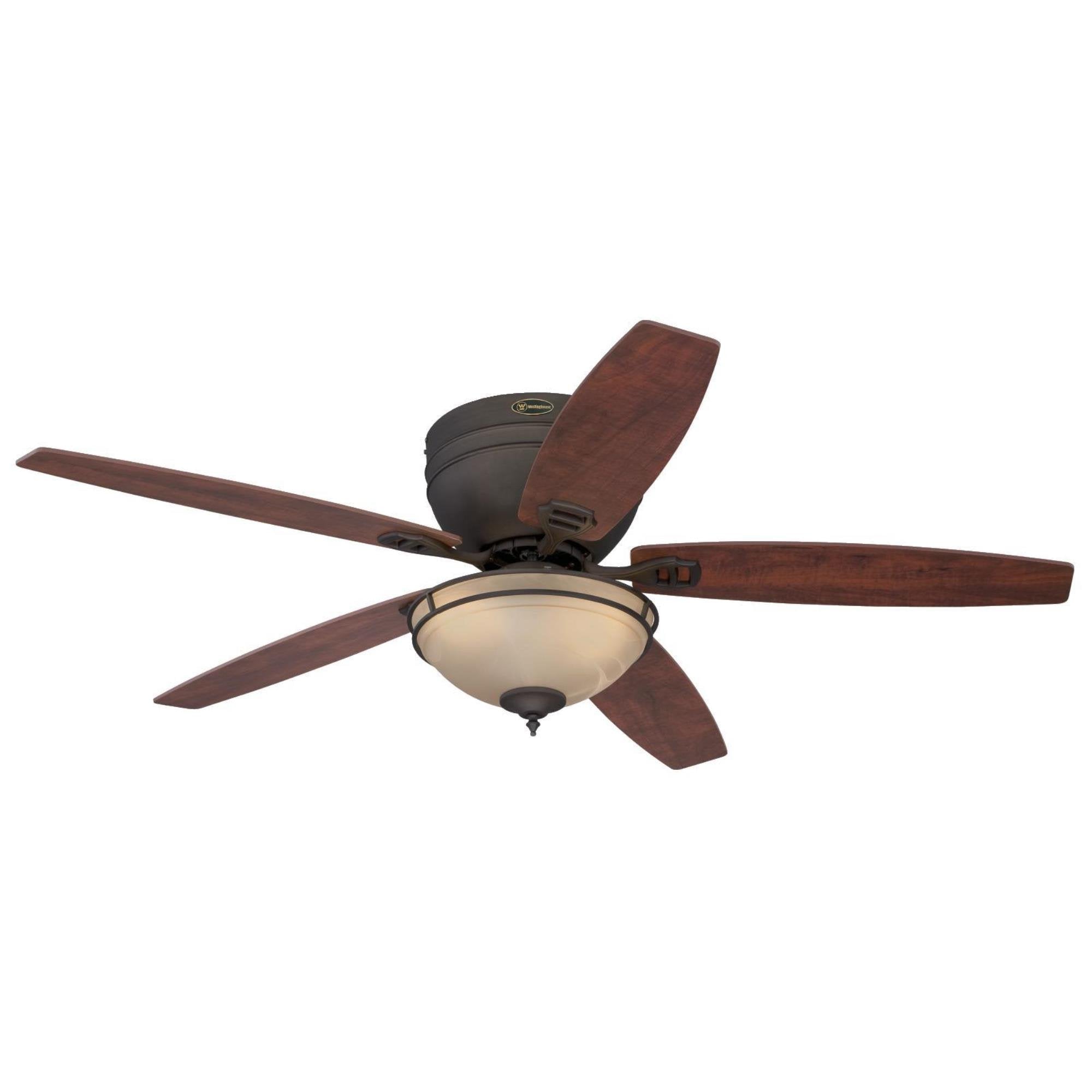 Westinghouse Quiet Operation Reversible Blades Ceiling Fan with LED Light Kit for Indoor Use, 52 Inch, Brushed Nickel Finish, Bronze